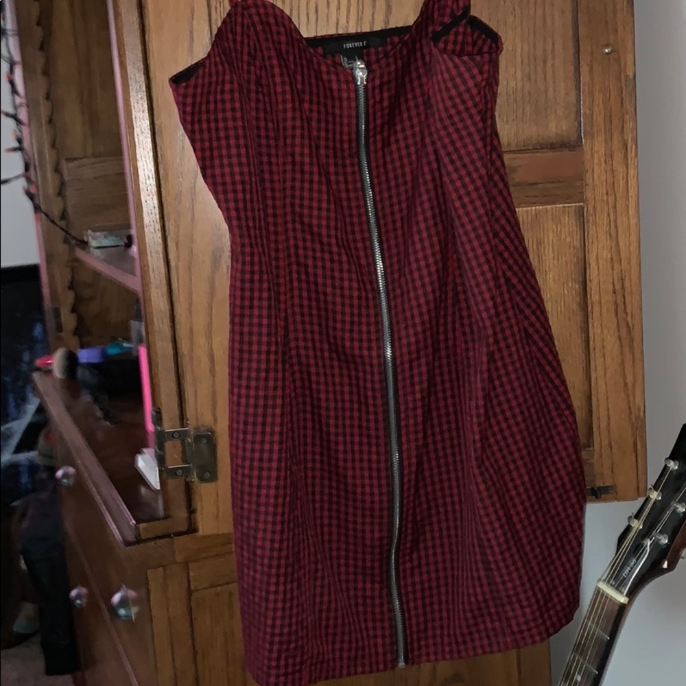 Zip up checkered dress